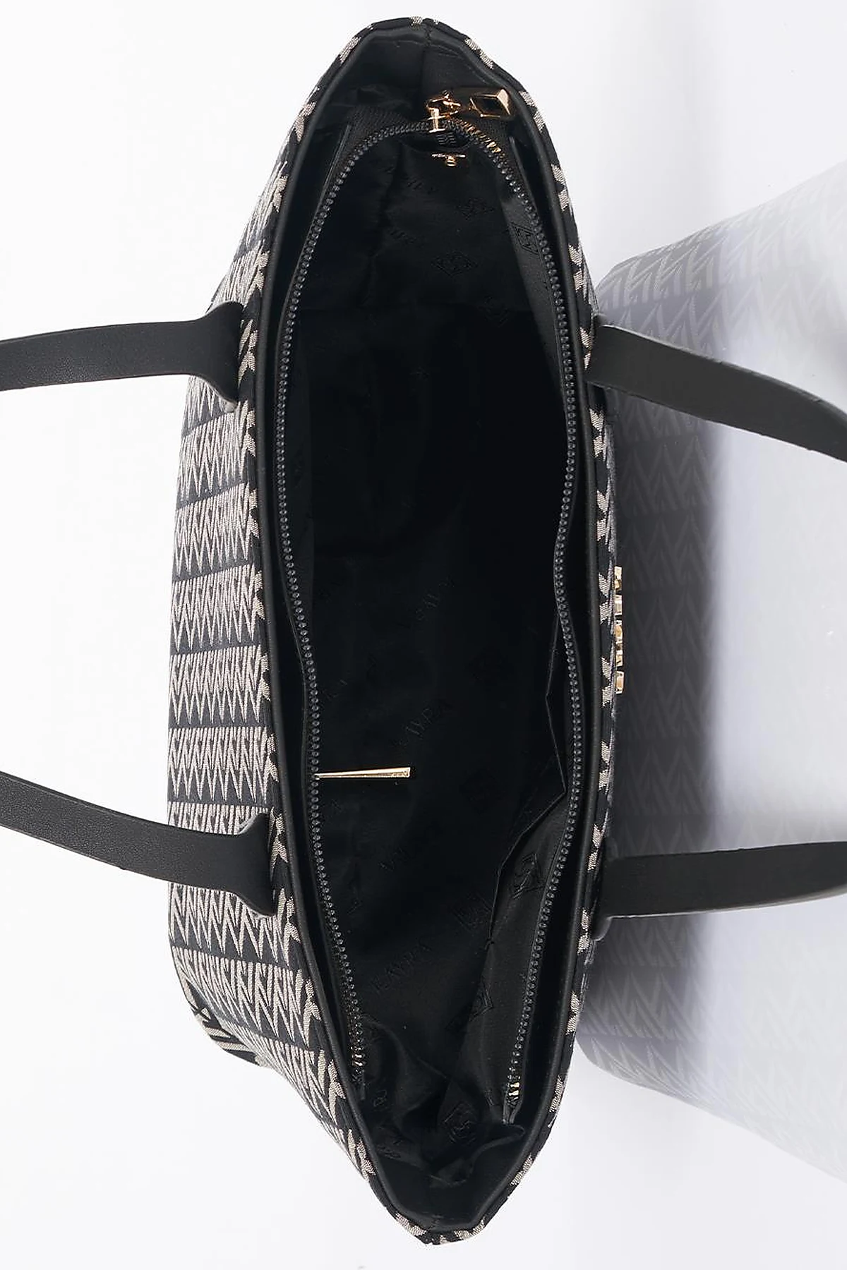 Monogram Pattern Shopper Bag Black