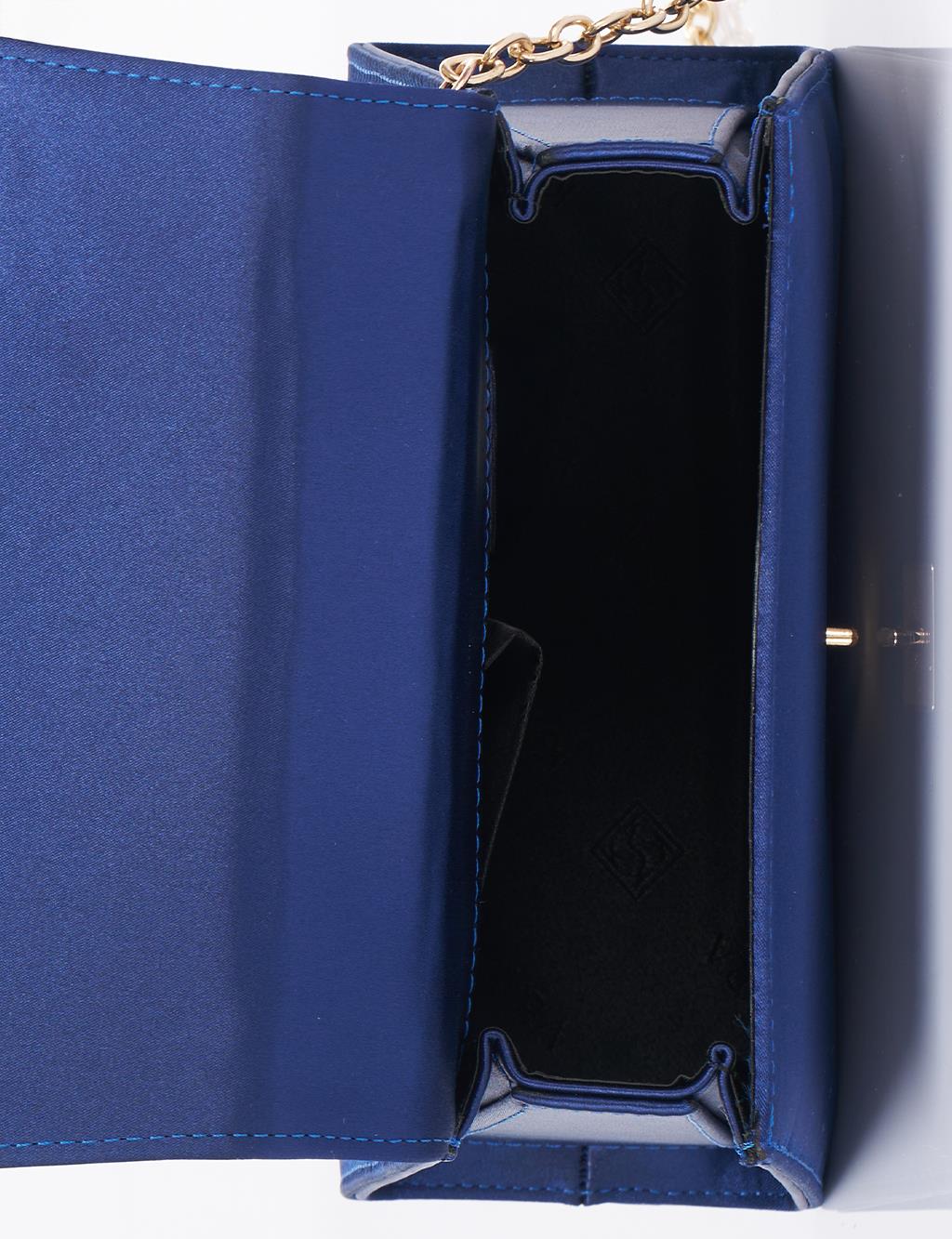Beaded Satin Bag Indigo