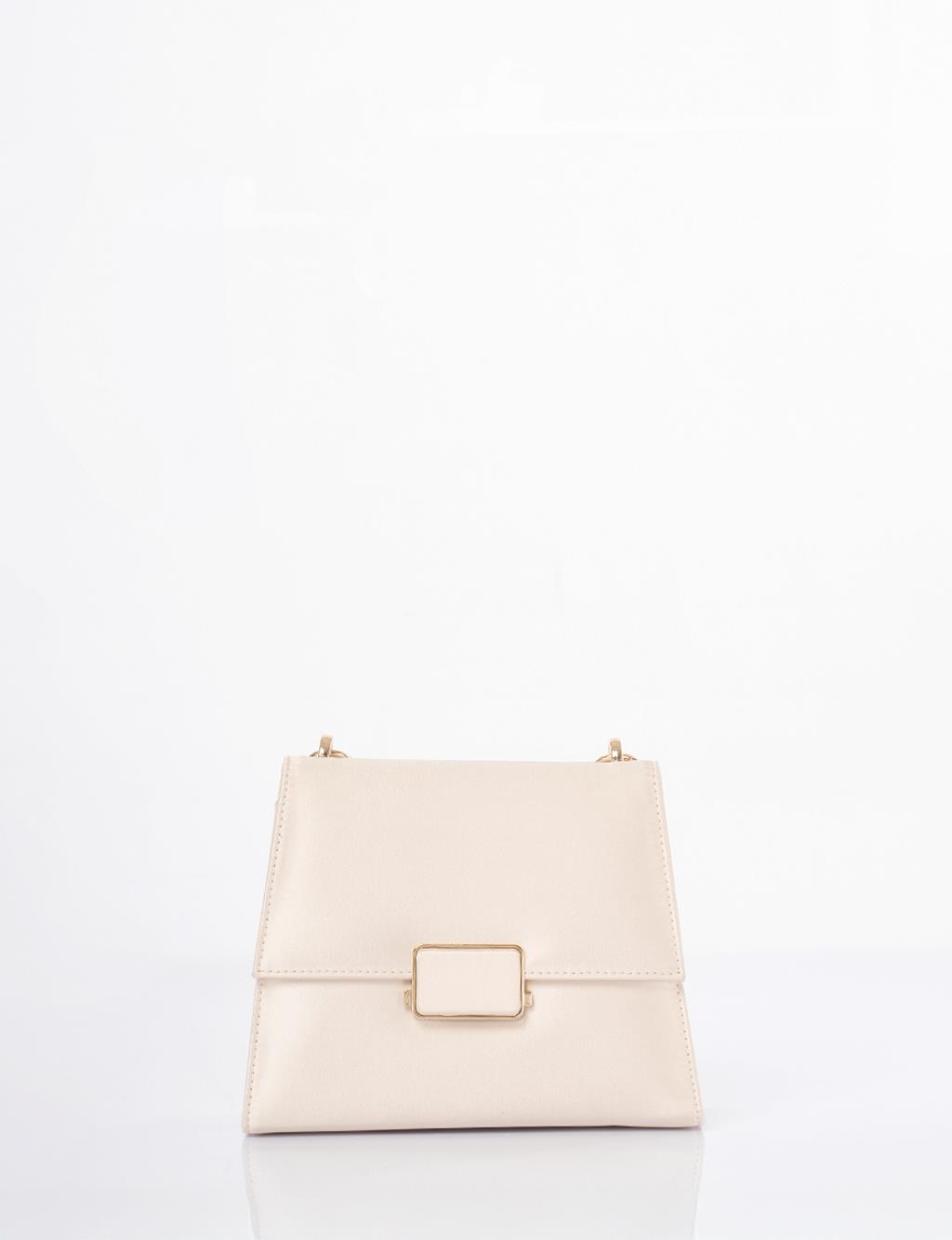 Beaded Satin Bag Cream