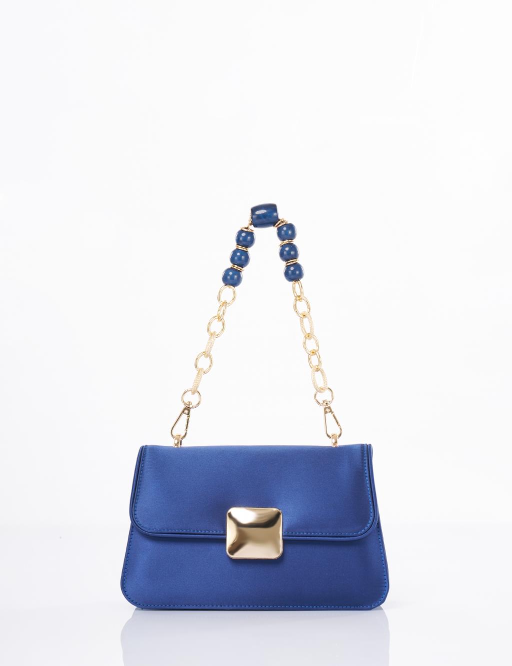 Beaded Baguette Bag Indigo
