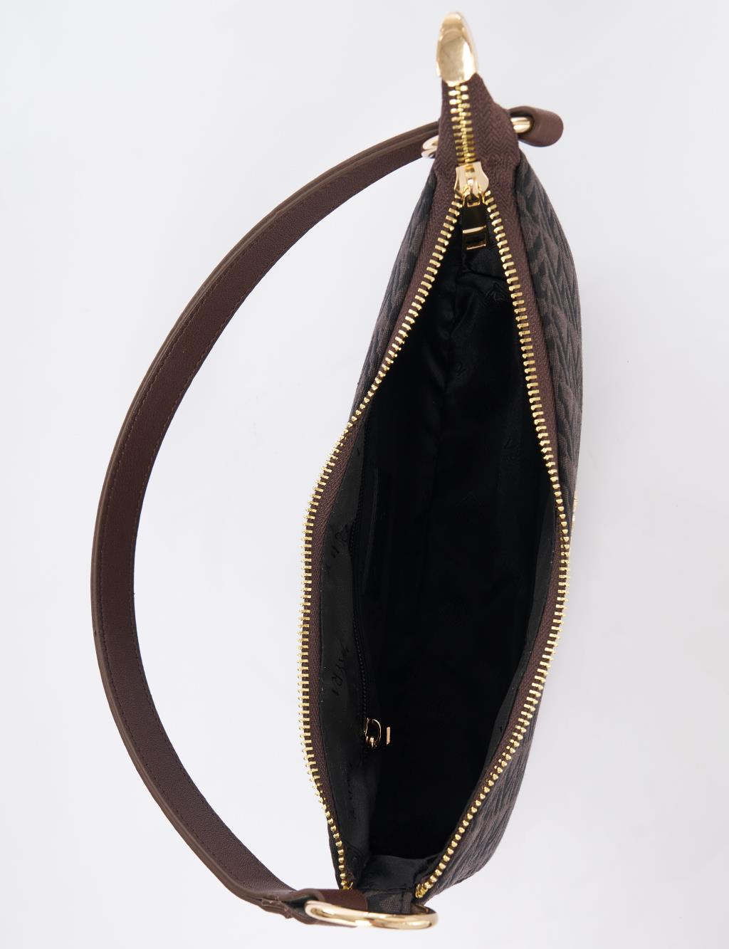 Monogram Pattern Hobo Bag Mink