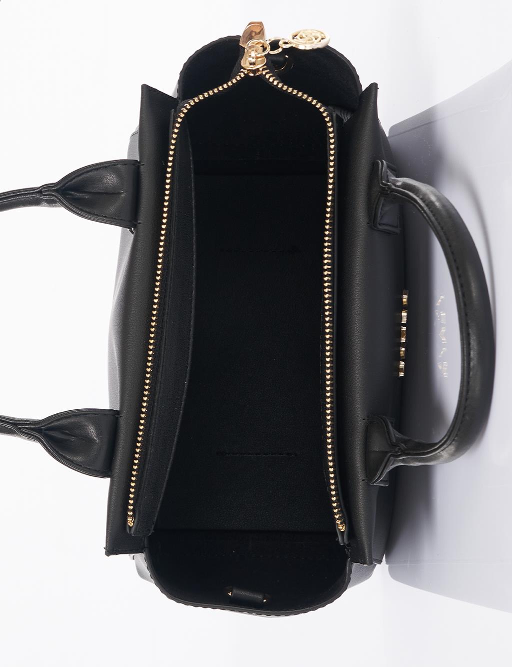 Faux Leather Tote Bag Black