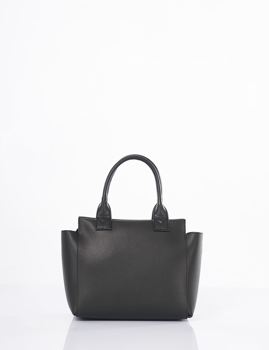 Faux Leather Tote Bag Black