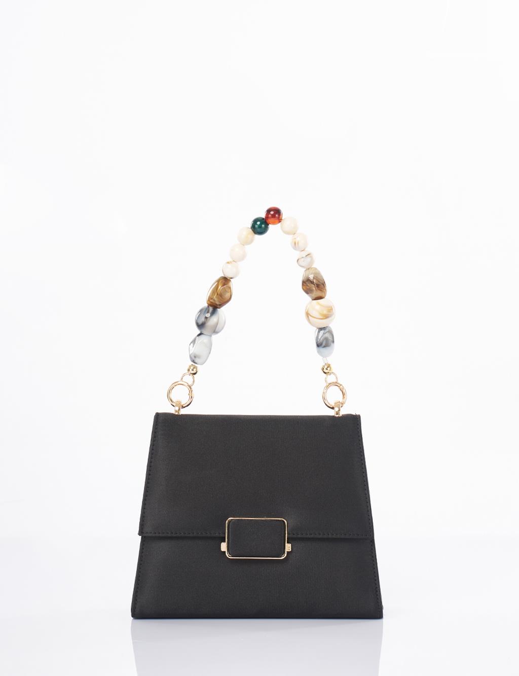 Beaded Satin Bag Black