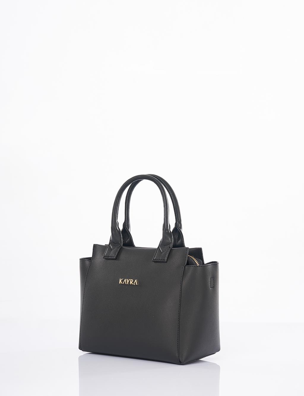 Faux Leather Tote Bag Black