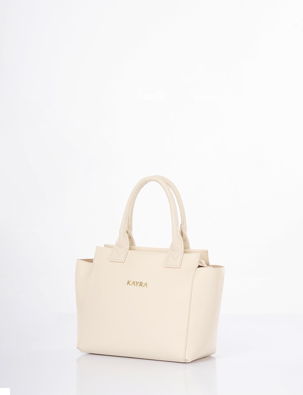 Faux Leather Tote Bag Cream