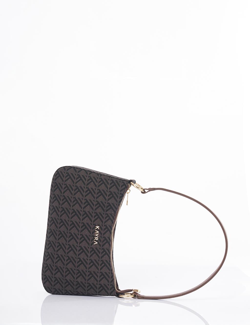 Monogram Pattern Hobo Bag Mink