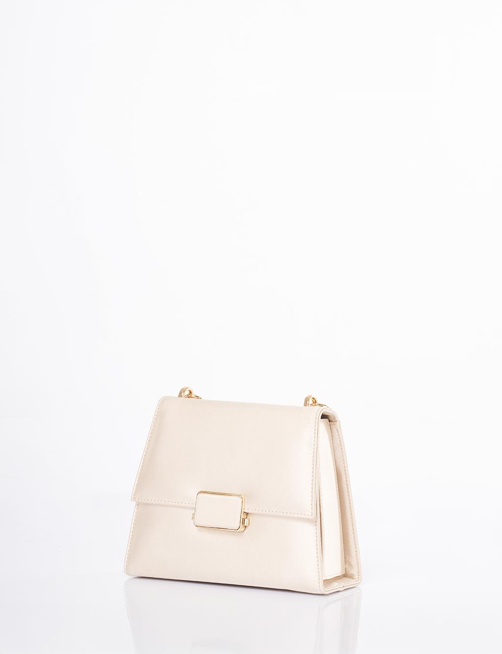 Beaded Satin Bag Cream