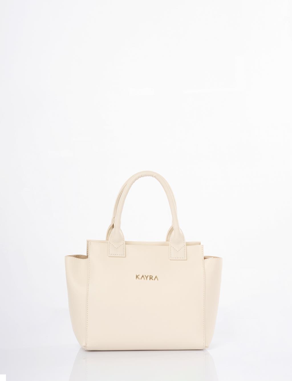 Faux Leather Tote Bag Cream