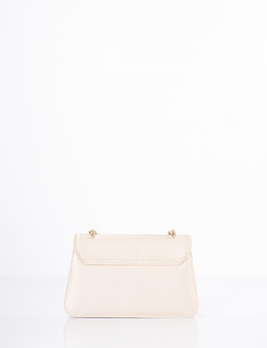 Beaded Baguette Bag Cream