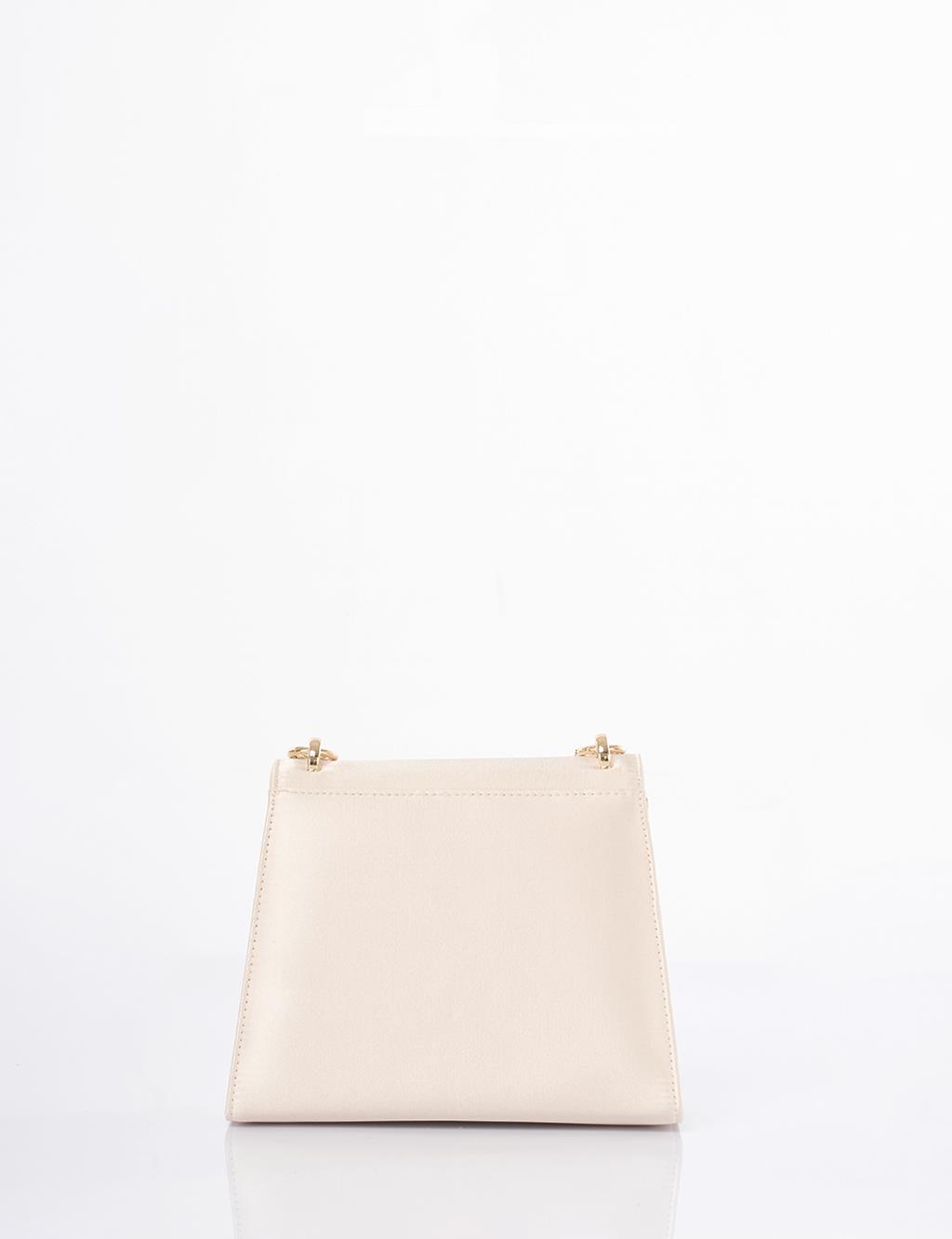 Beaded Satin Bag Cream