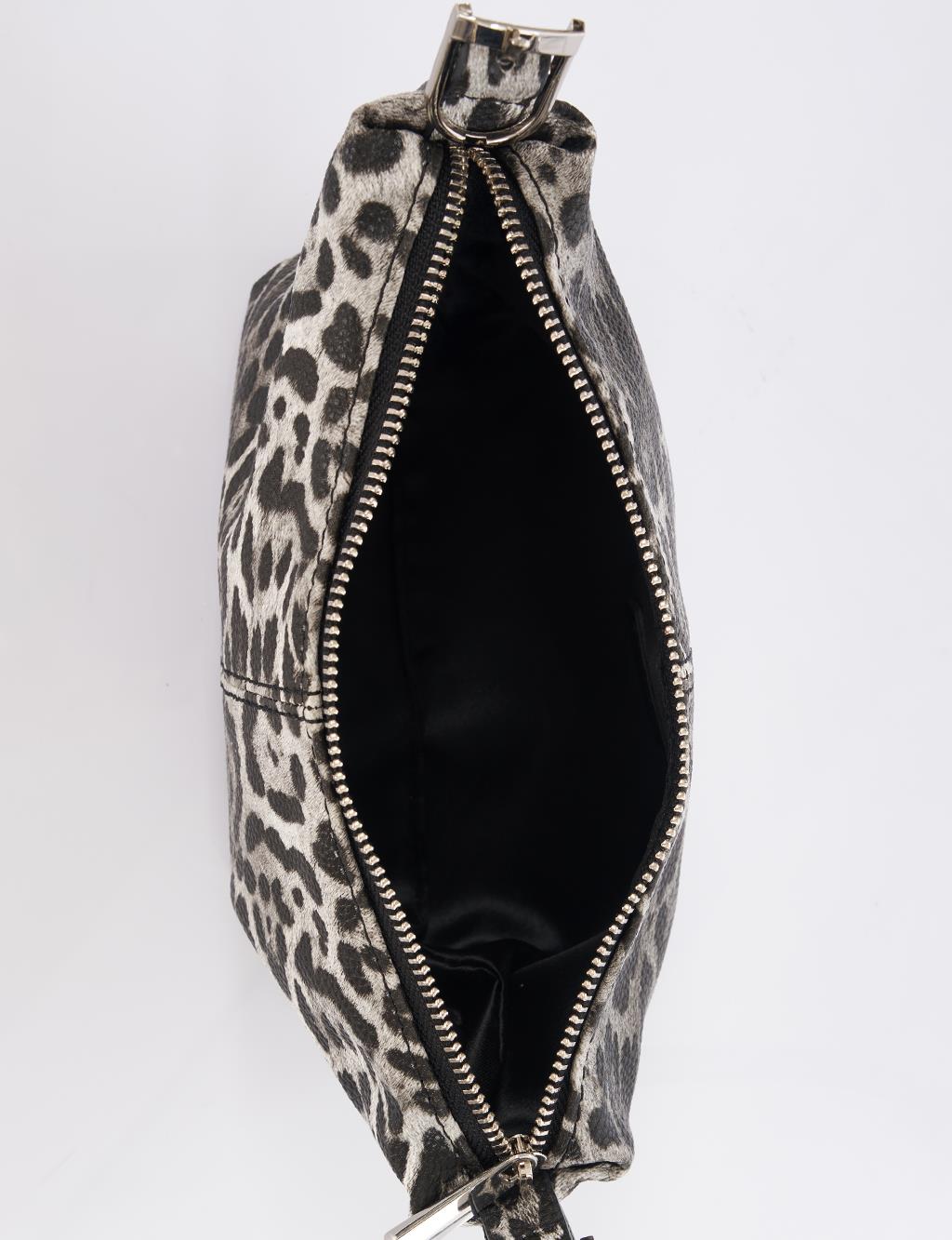 Leopar Desen Omuz Çantası Siyah 