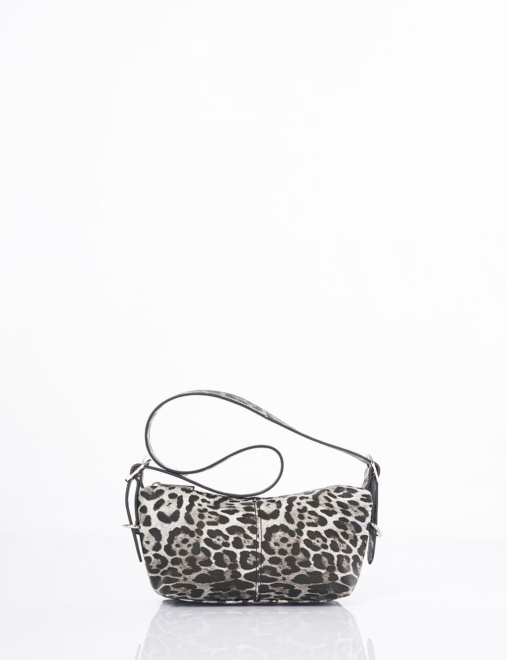 Leopar Desen Omuz Çantası Siyah 