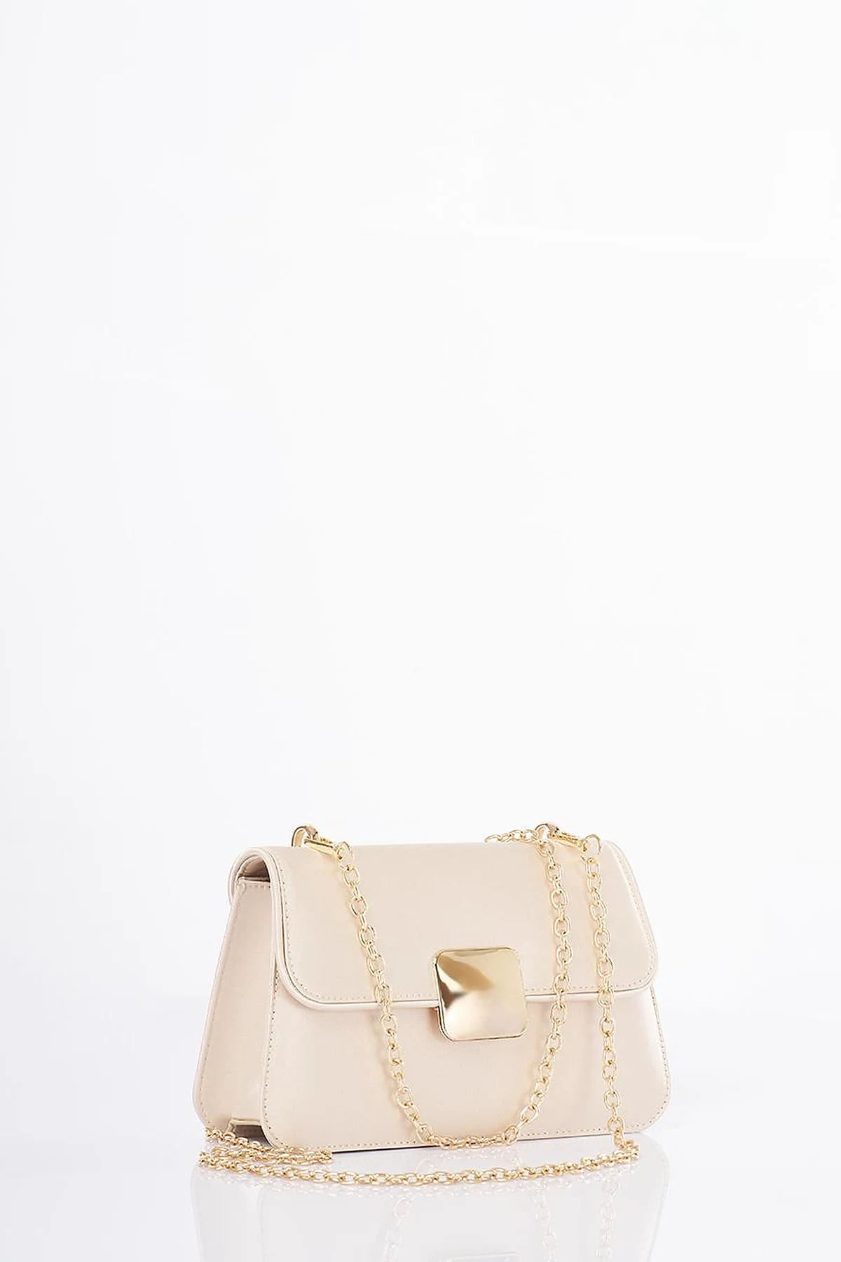 Beaded Baguette Bag Cream