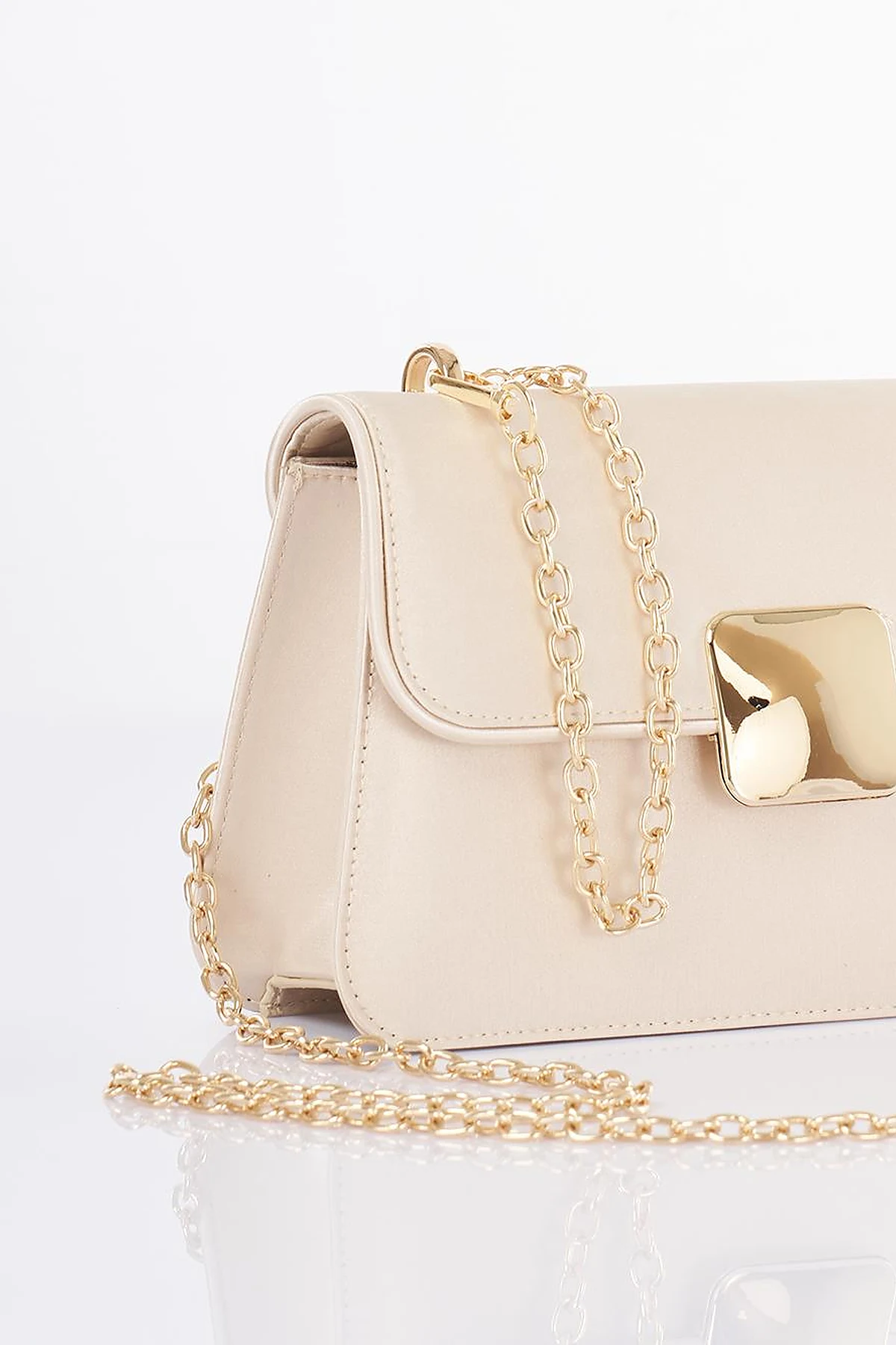 Beaded Baguette Bag Cream