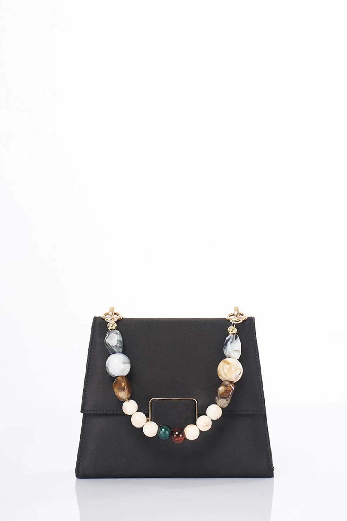 Beaded Satin Bag Black