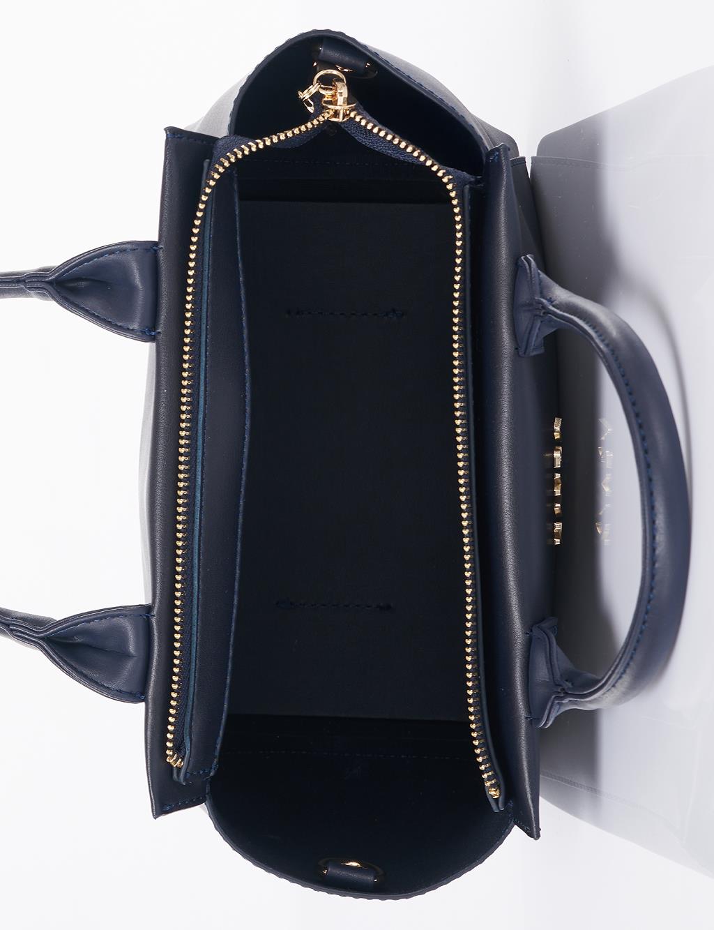 Faux Leather Tote Bag Navy
