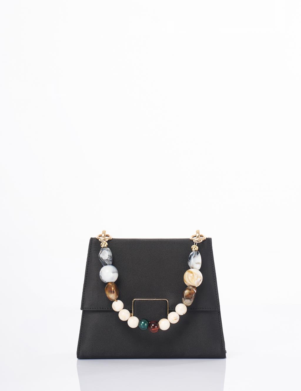 Beaded Satin Bag Black
