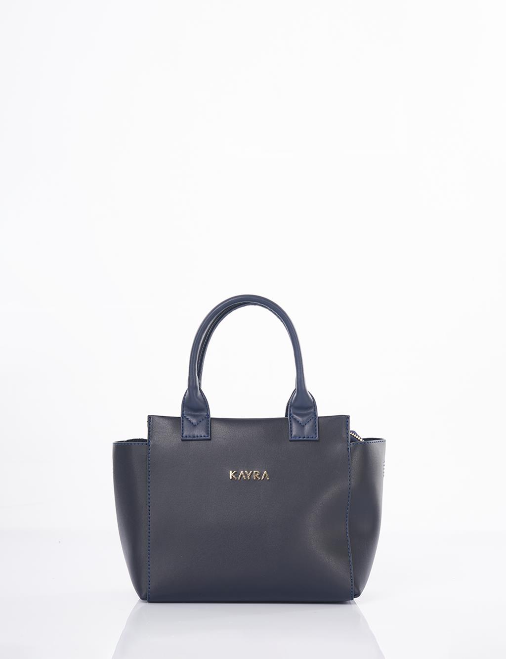Faux Leather Tote Bag Navy