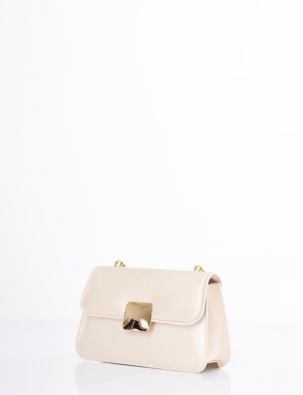 Beaded Baguette Bag Cream