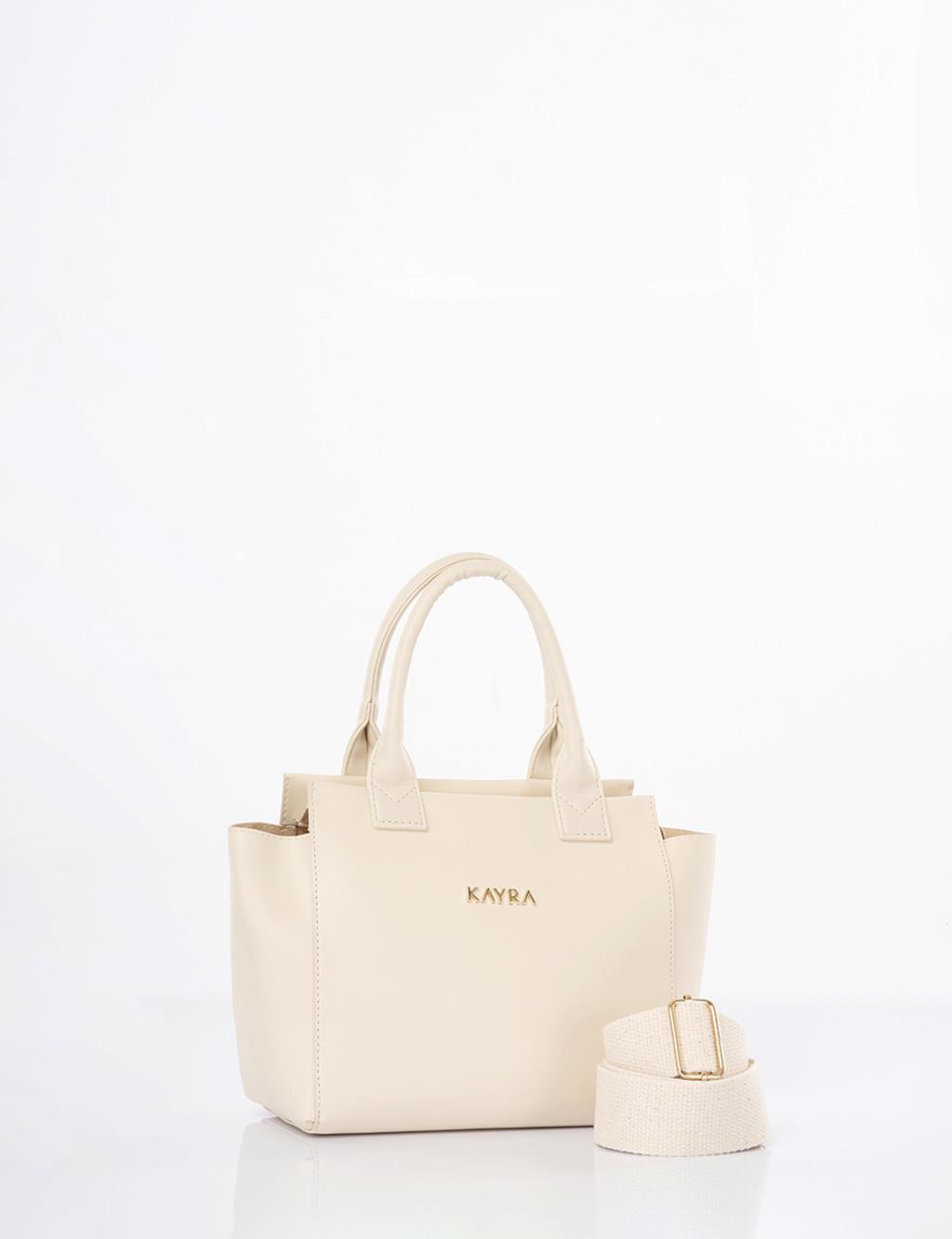 Faux Leather Tote Bag Cream
