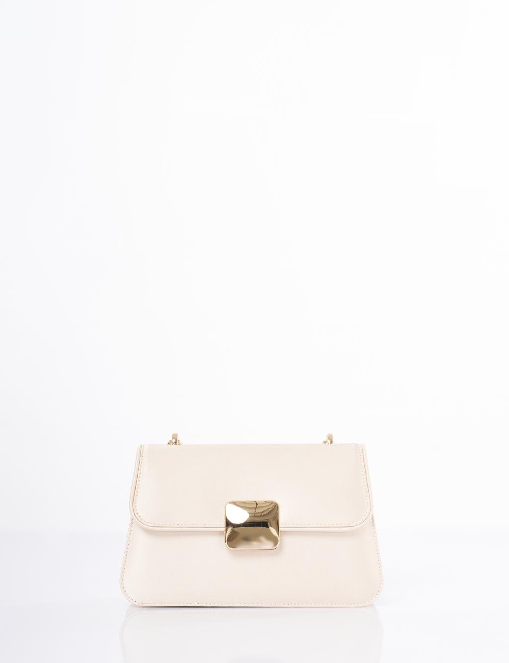 Beaded Baguette Bag Cream