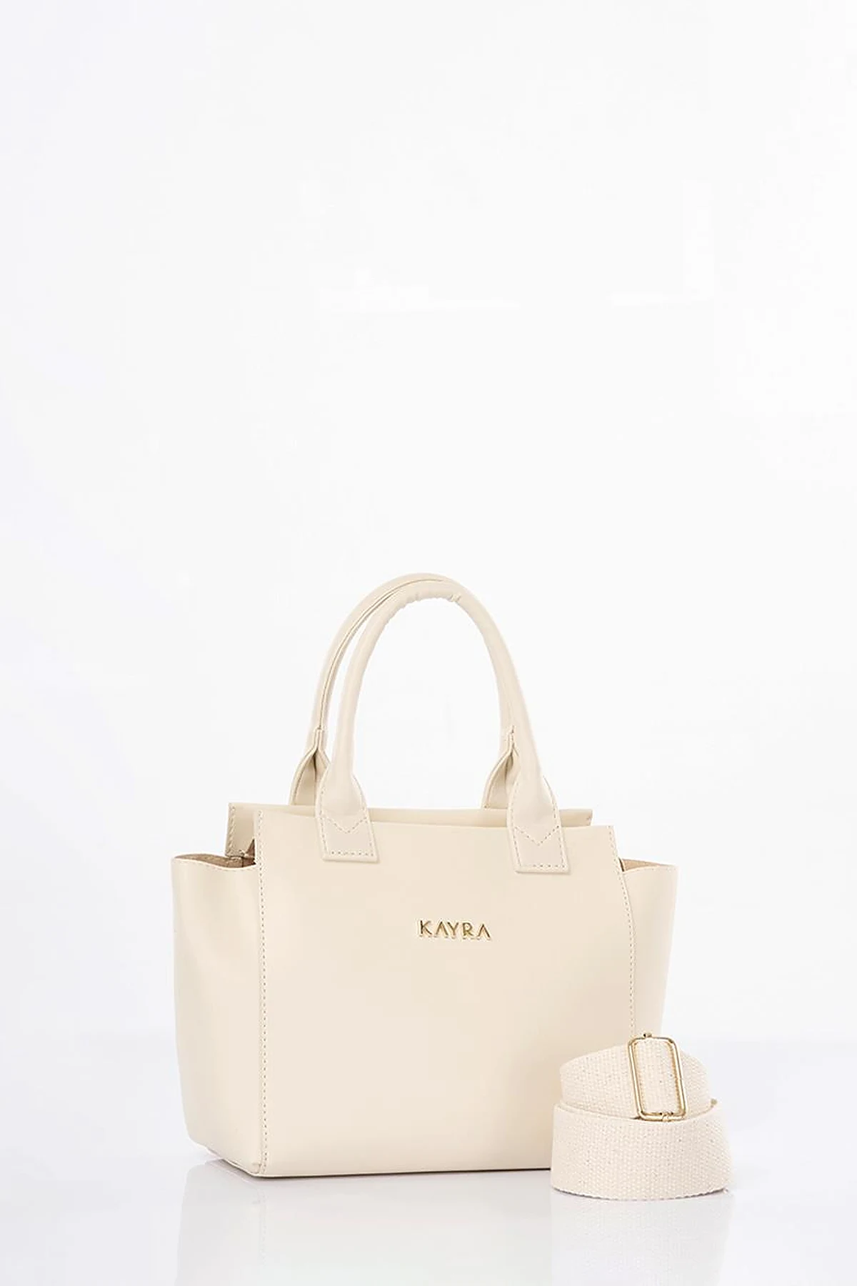 Faux Leather Tote Bag Cream