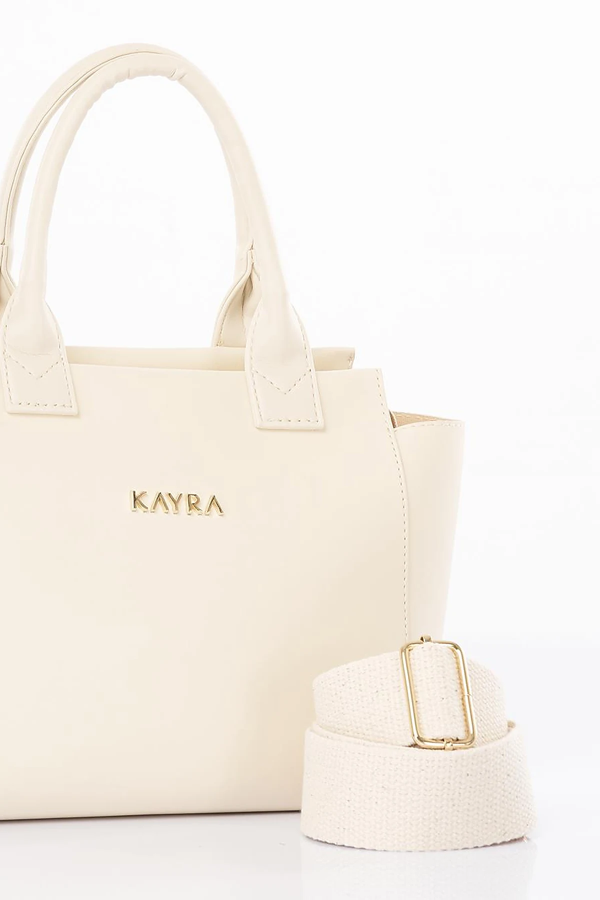 Faux Leather Tote Bag Cream