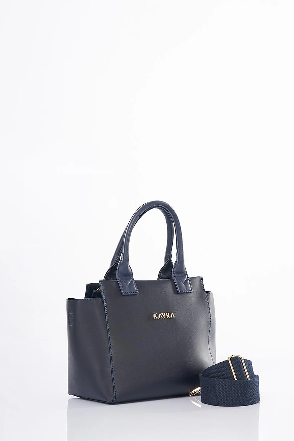 Faux Leather Tote Bag Navy