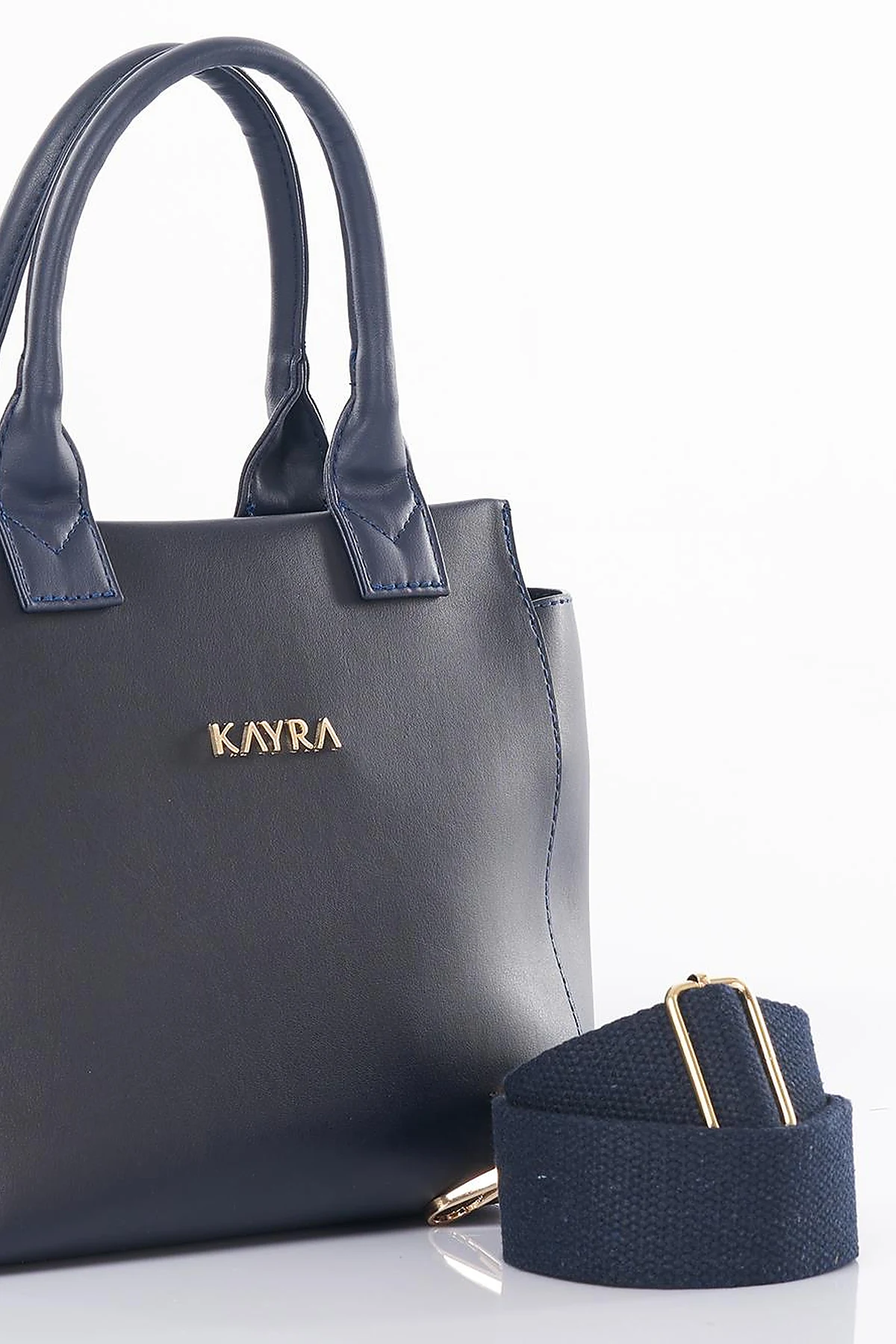 Faux Leather Tote Bag Navy