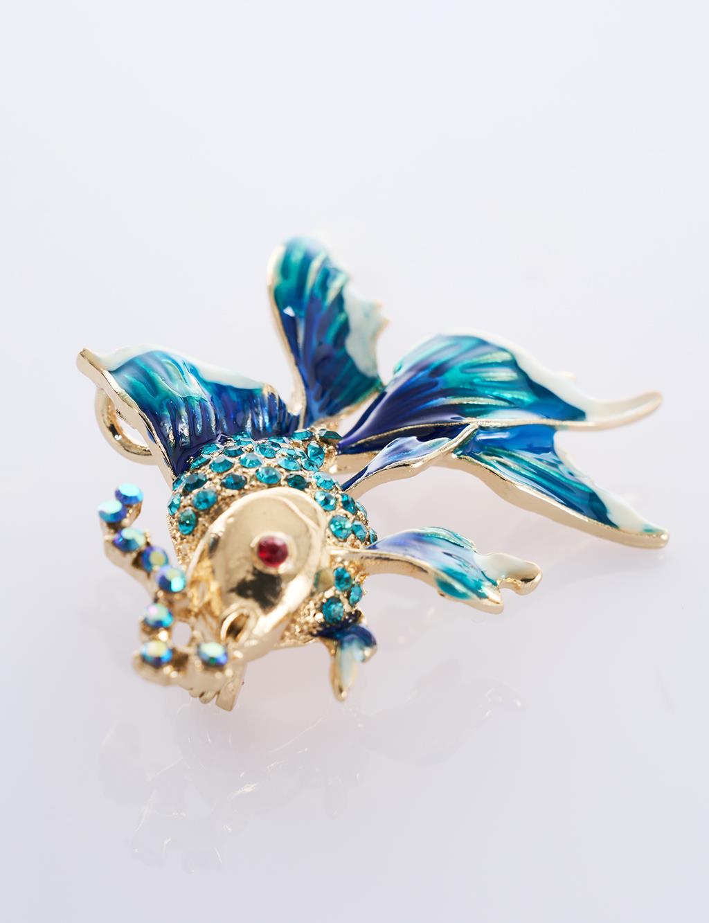 Fish Figure Brooch Blue