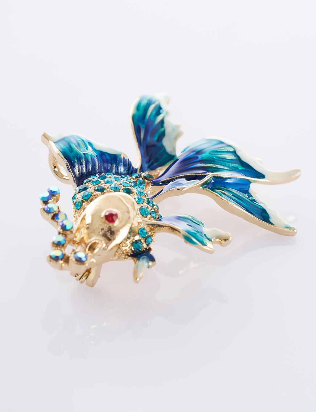 Fish Figure Brooch Blue