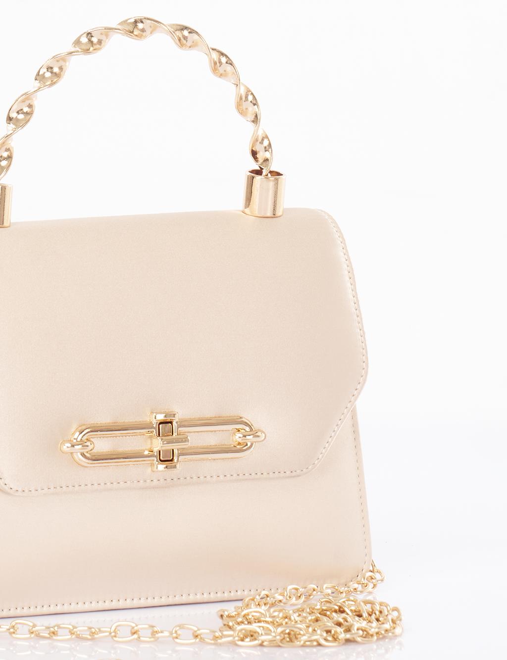 Handle Satin Bag Cream
