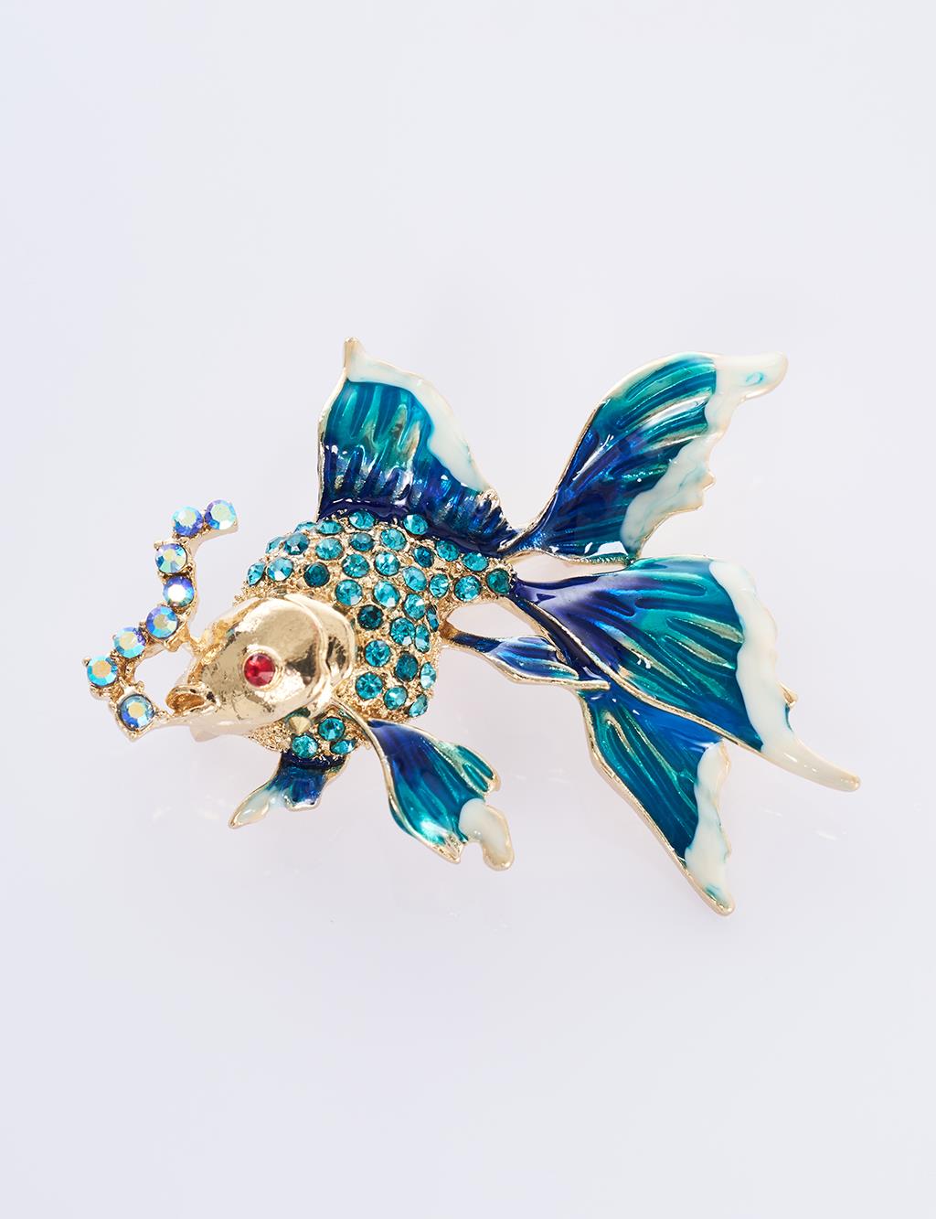 Fish Figure Brooch Blue