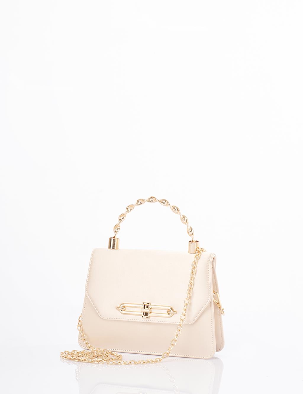 Handle Satin Bag Cream