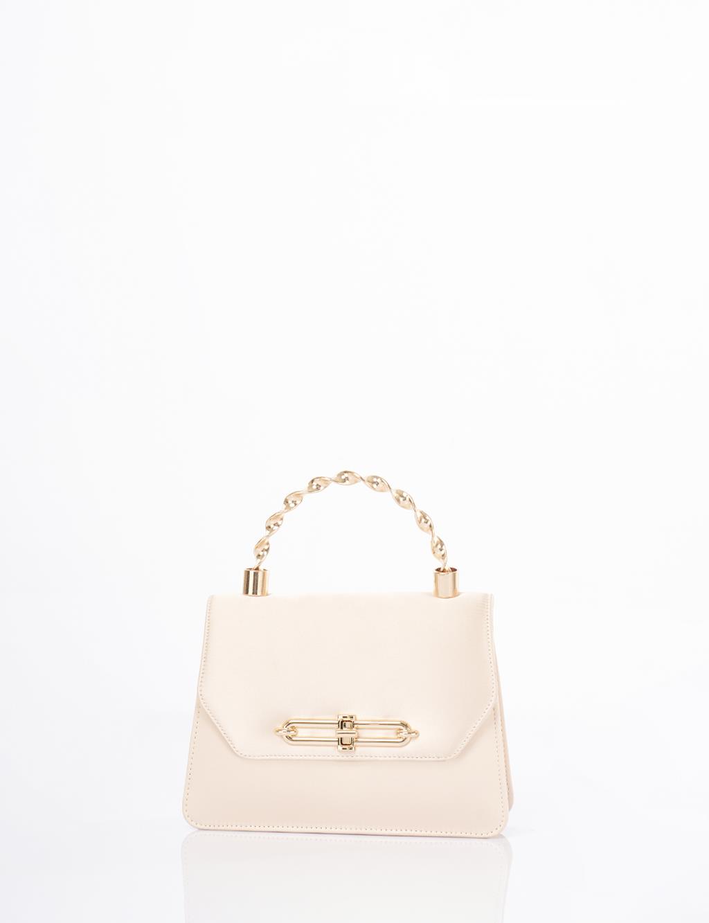 Handle Satin Bag Cream