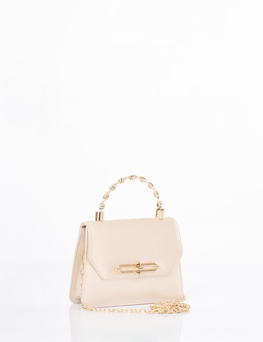 Handle Satin Bag Cream