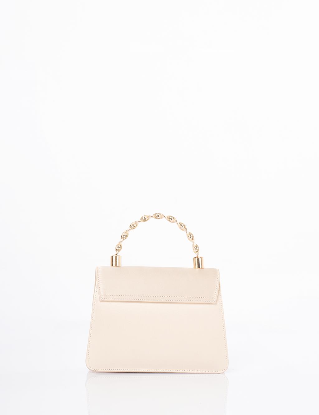 Handle Satin Bag Cream