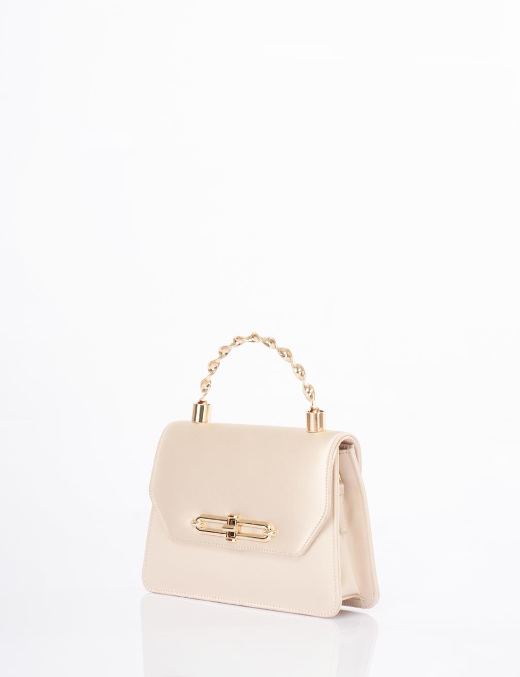 Handle Satin Bag Cream