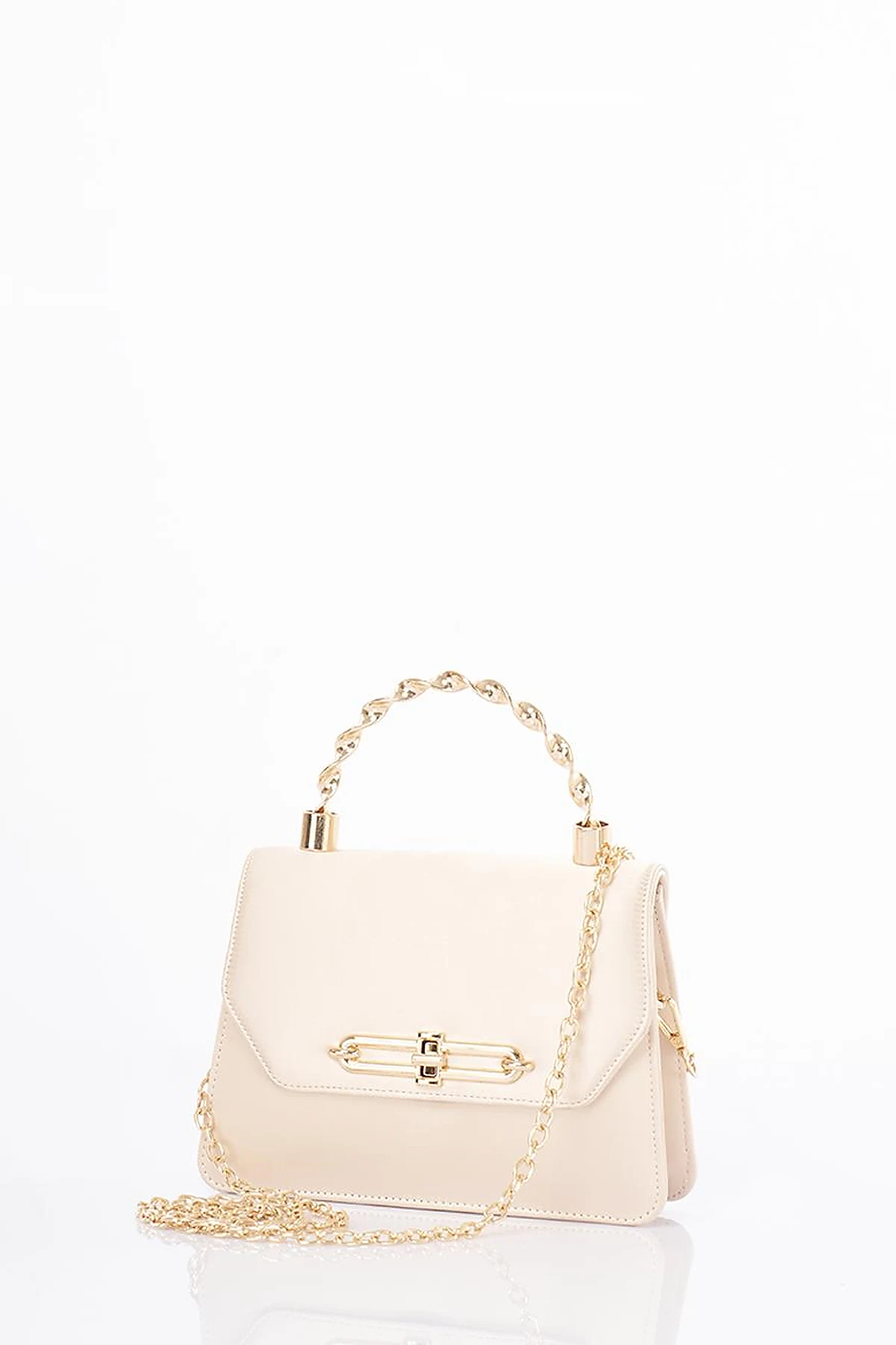Handle Satin Bag Cream