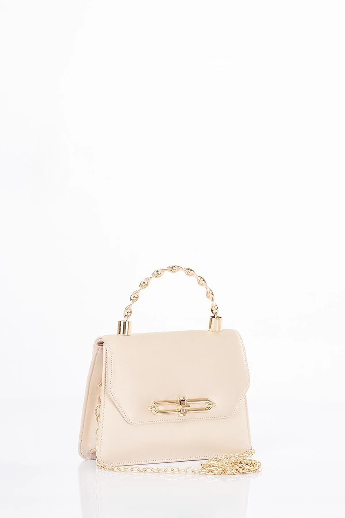 Handle Satin Bag Cream