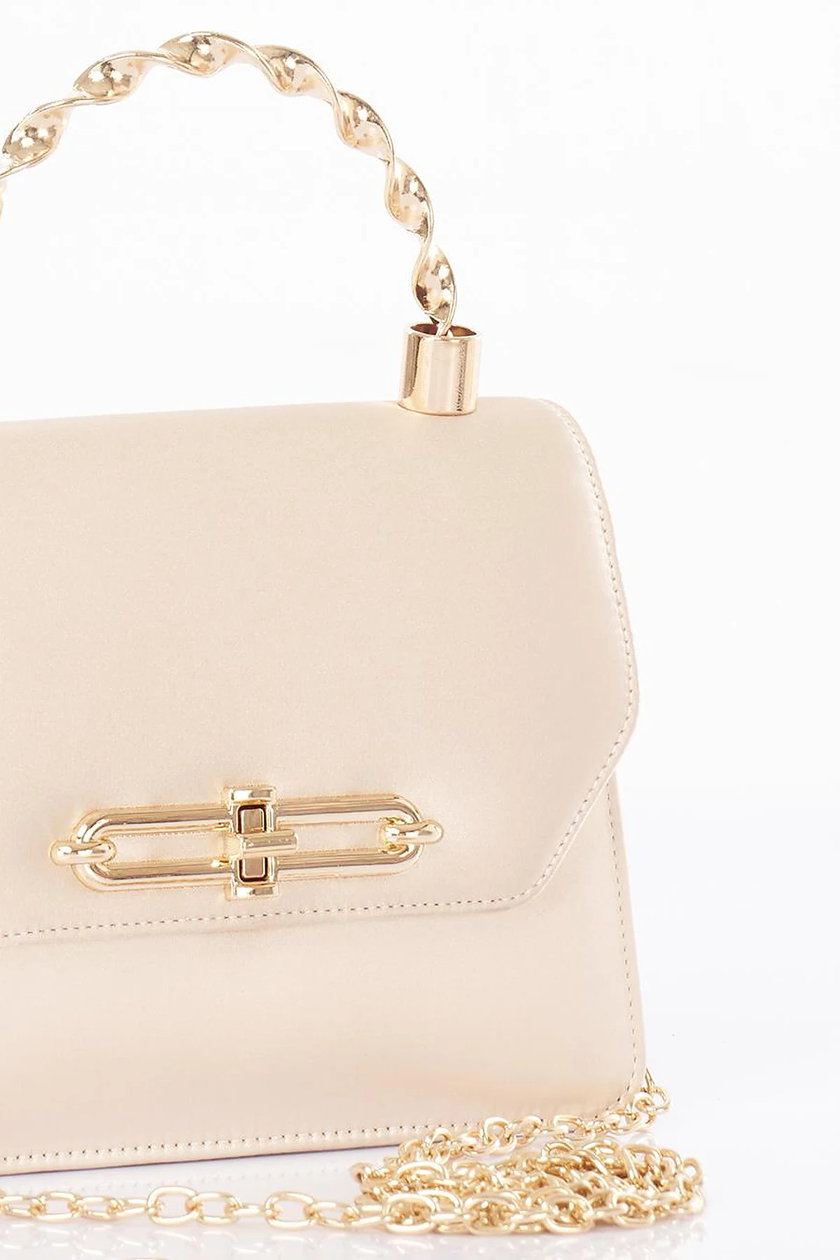 Handle Satin Bag Cream