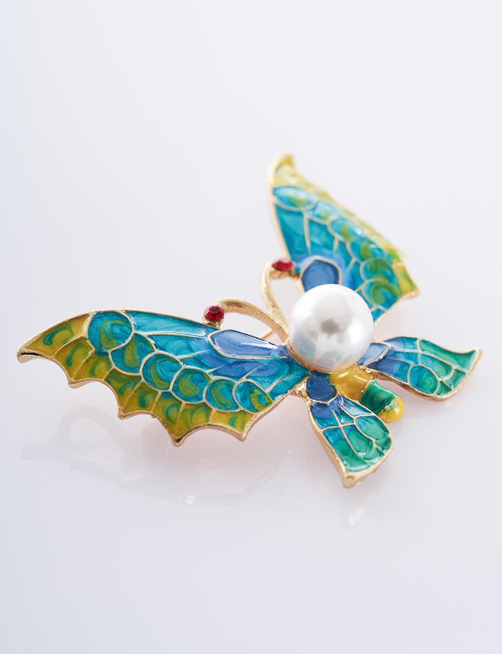 Pearl Detail Brooch Turquoise