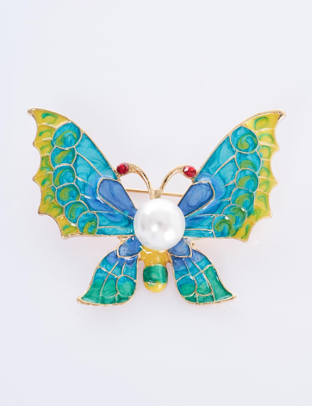 Pearl Detail Brooch Turquoise
