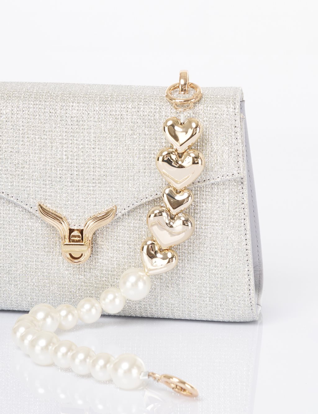 Clutch Bag with Pearl Handle - Anthracite