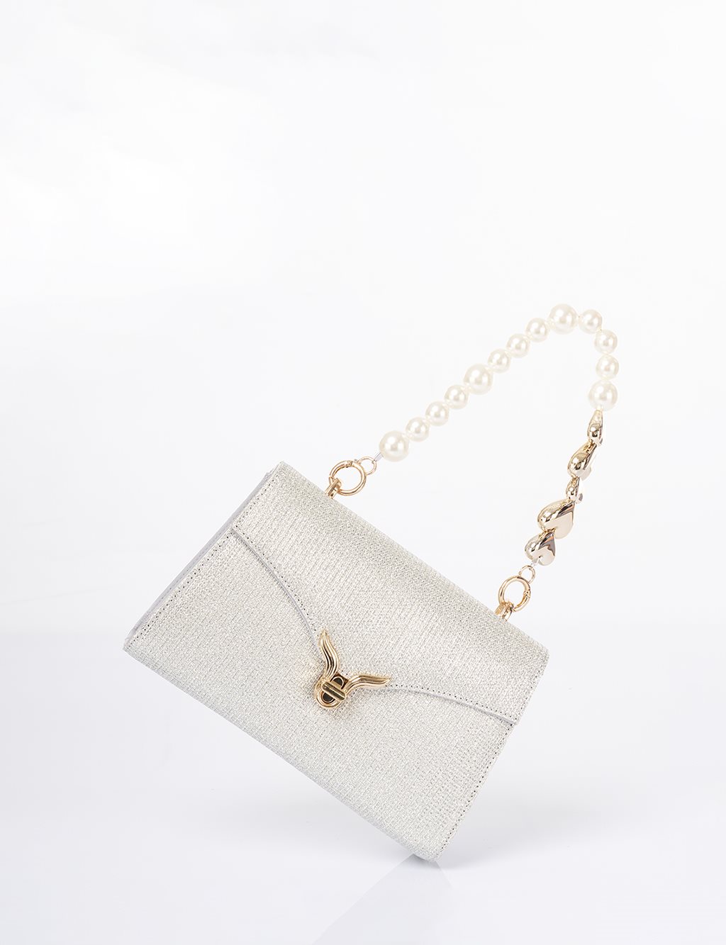 Clutch Bag with Pearl Handle - Anthracite