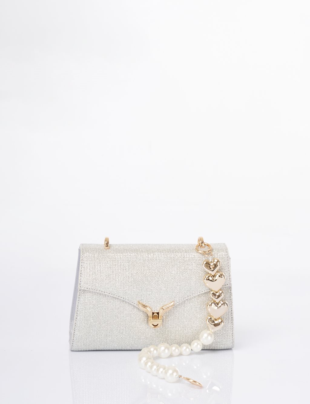 Clutch Bag with Pearl Handle - Anthracite
