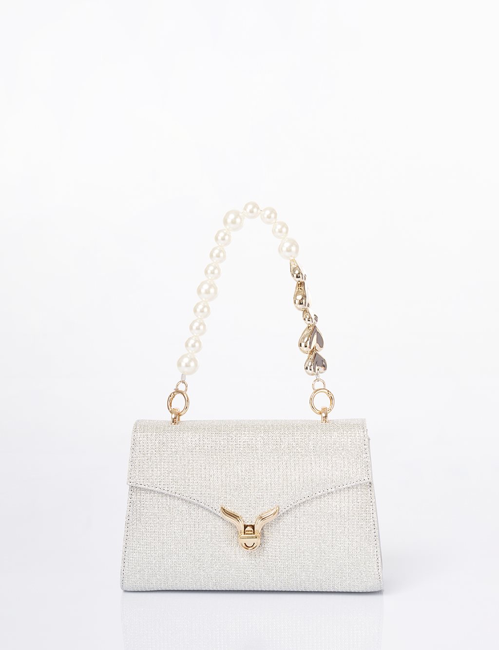 Clutch Bag with Pearl Handle - Anthracite