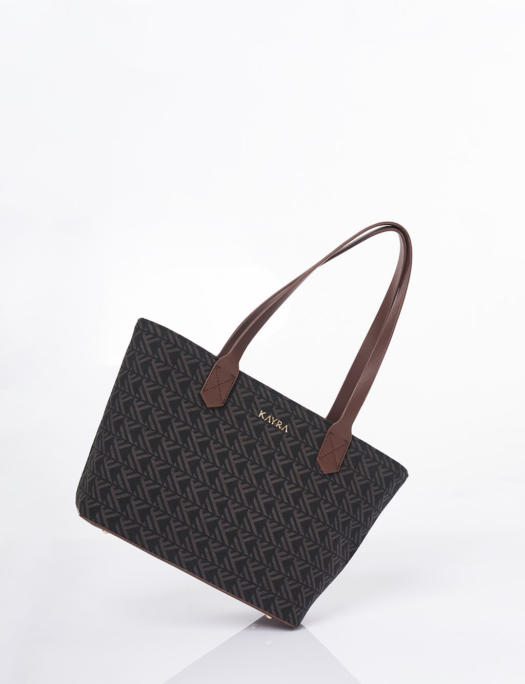 Monogram Pattern Shopper Bag Brown 