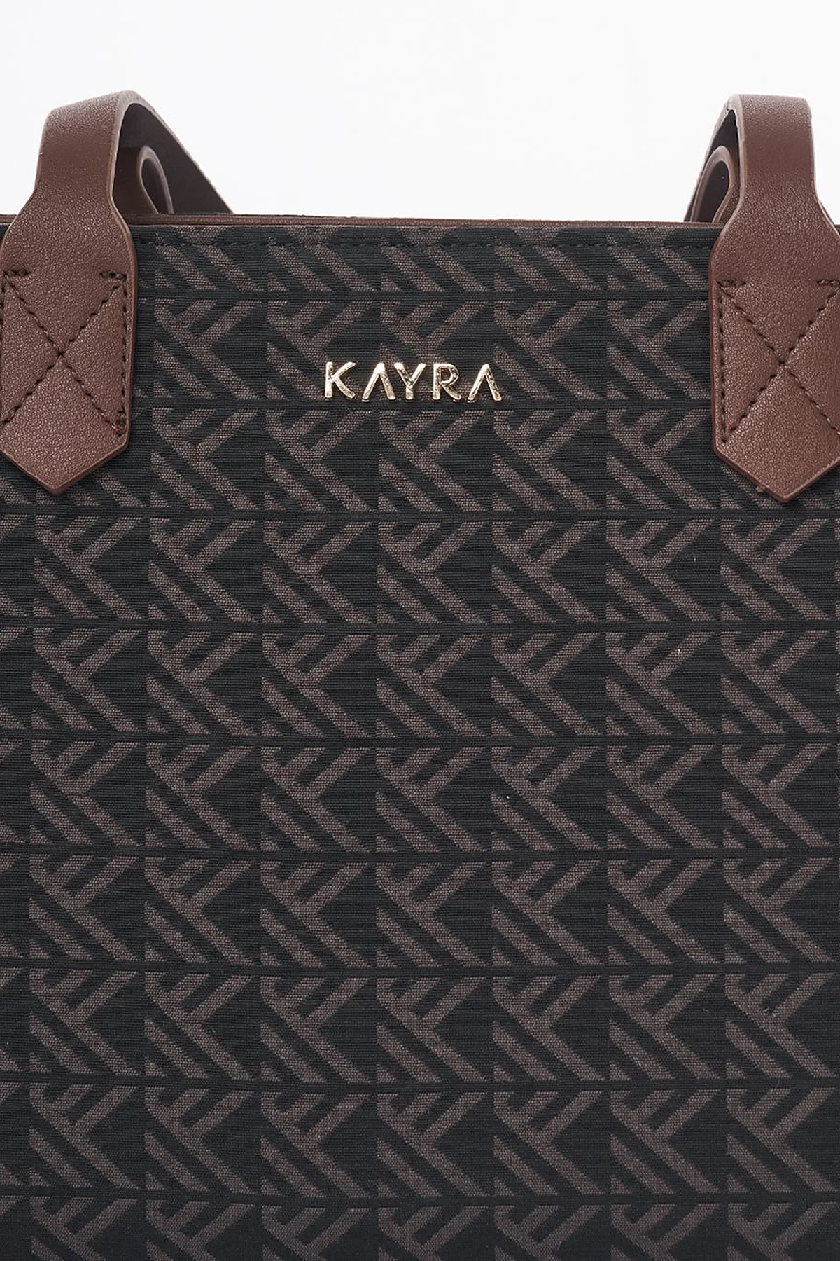 Monogram Desen Shopper Çanta Kahve 